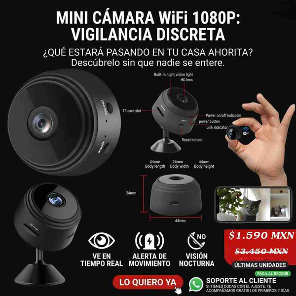 VIGILA TU CASA DESDE EL CELULAR — MINI CÁMARA HD BATTERY WIFI™