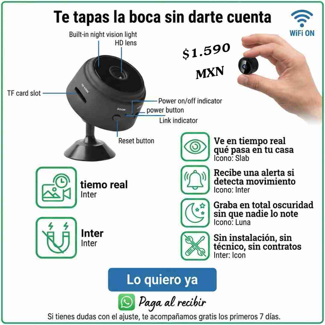 VIGILA TU CASA DESDE EL CELULAR — MINI CÁMARA HD BATTERY WIFI™